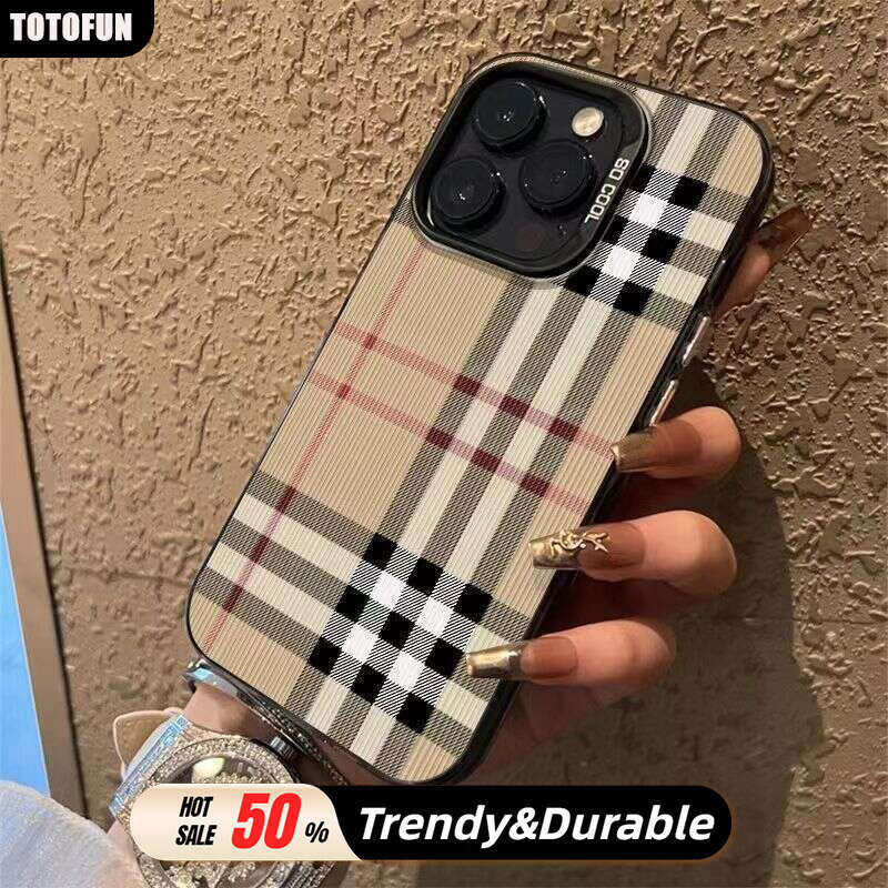Phone Case For iPhone Suitable for iPhone 17 Pro Max Apple Phone Case 14/13/12/11 Simple 16 Grid Pattern 8/XS/XR 15 Fashion