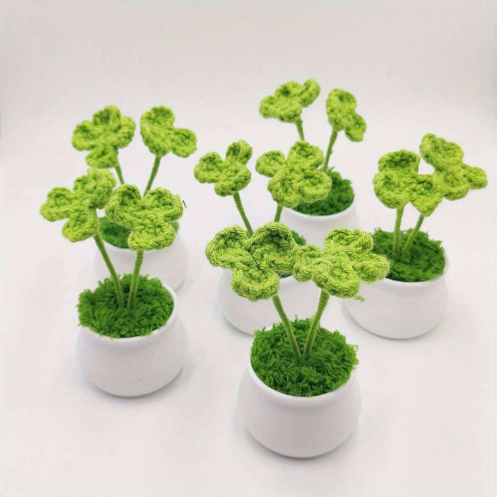 Artificial Plant Four leaf Clover Potted Plants Charming Faux Greenery for Home Decor Living Room Dining Room Kitchen Bedroom Decoration Ornament Gift