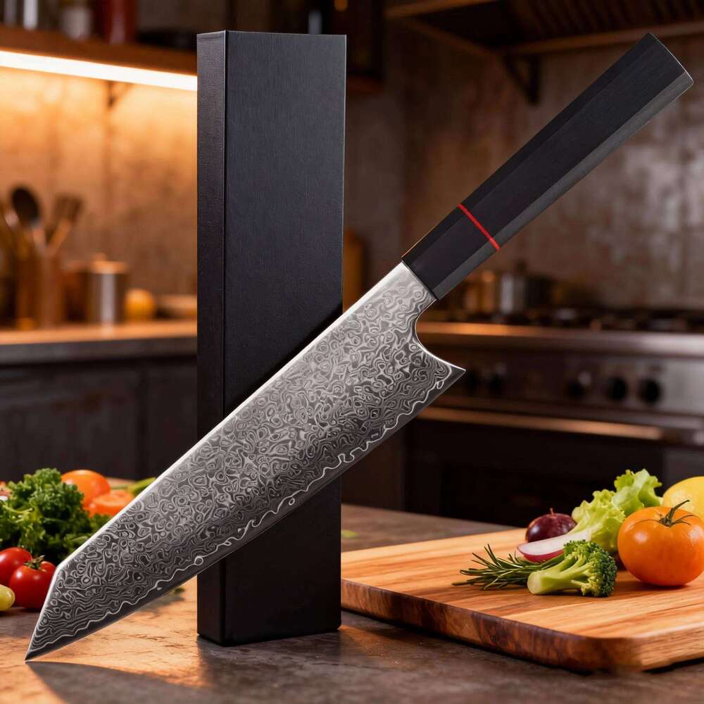 8-inch Damascus steel 67-layer chef's multi-purpose knife, professional VG10 Japanese knife for kitchen cooking 26H0117
