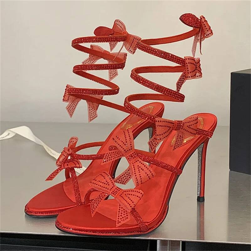 Eilyken 2026 New Summer Sexy Butterfly knot Ankle Strap Sandals Women Open Toe Thin Heels Wedding Stripper Shoes ddmysaturn