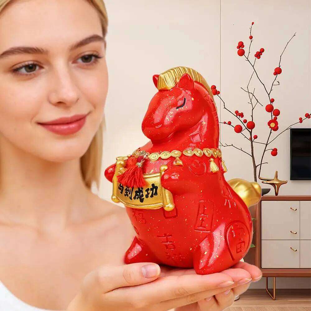 2026 Chinese New Year Resin Figurine Miniature Mascot Exquisite Rotatable Zodiac Horse Ornaments Home Office Decor