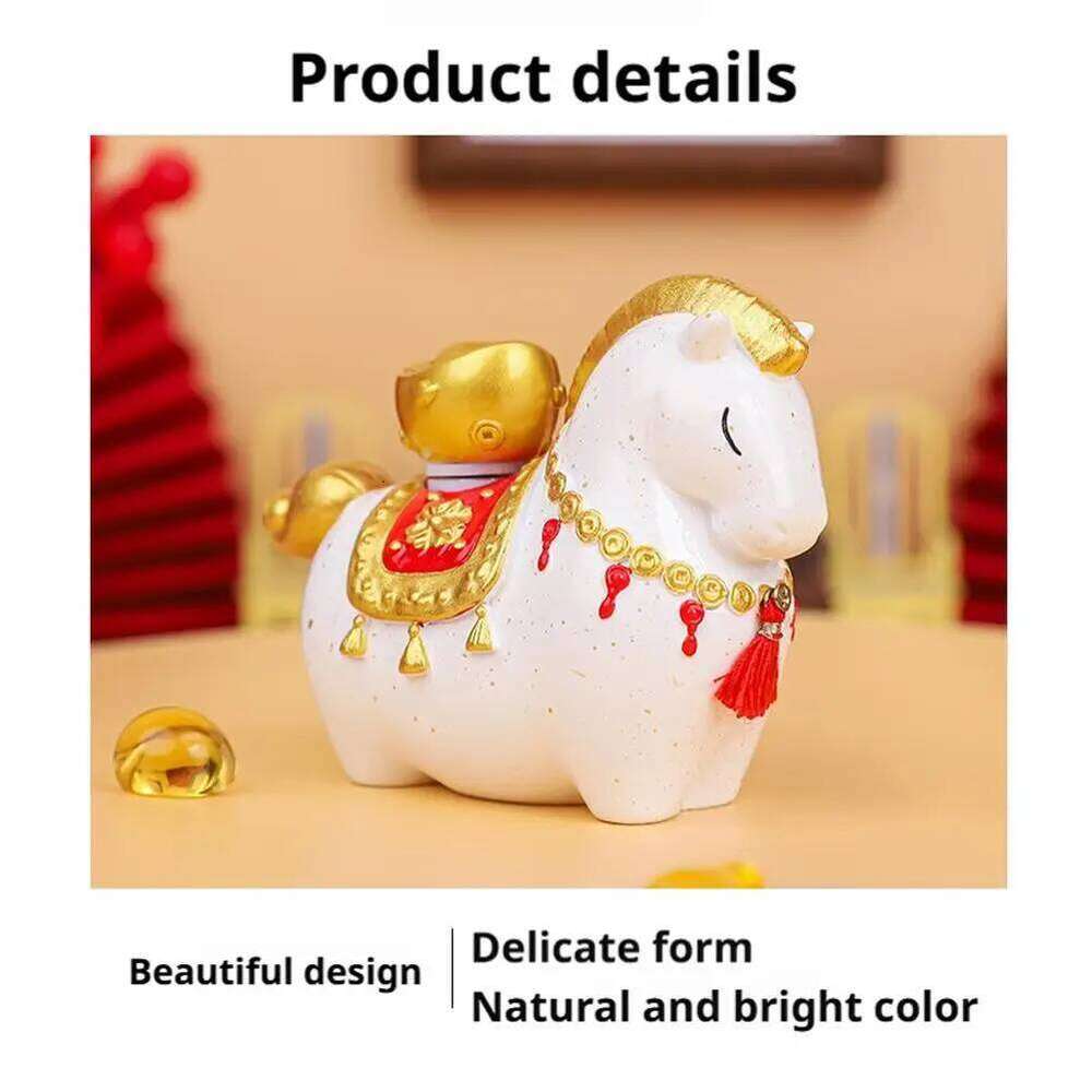 2026 Chinese New Year Resin Figurine Miniature Mascot Exquisite Rotatable Zodiac Horse Ornaments Home Office Decor