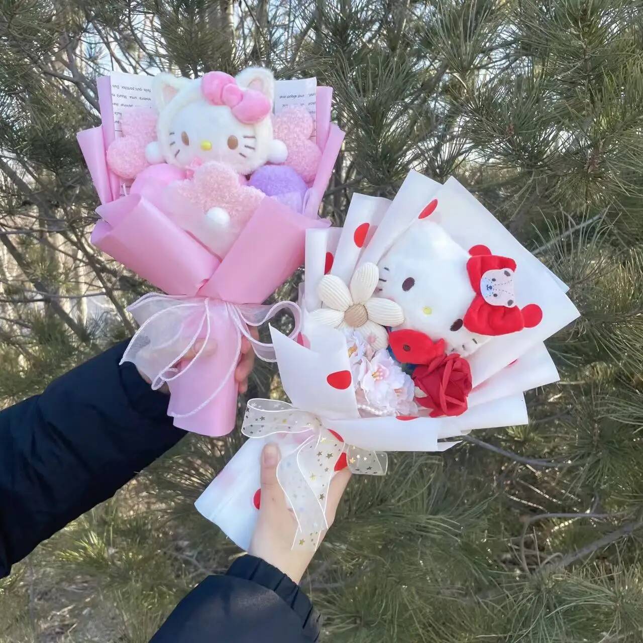 designer Cartoon luxury My Melody Kuromi Cinnamoroll Kt Cat Plush Doll Creative Flower Bouquet Valentine Christmas Graduation Birthday Gift ddmysept d