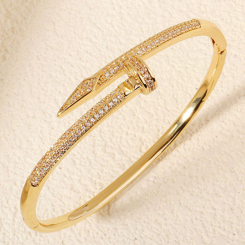 New Copper Inlaid Zircon Daily Jewelry Versatile Open High-End Light Luxury Stud Bracelet