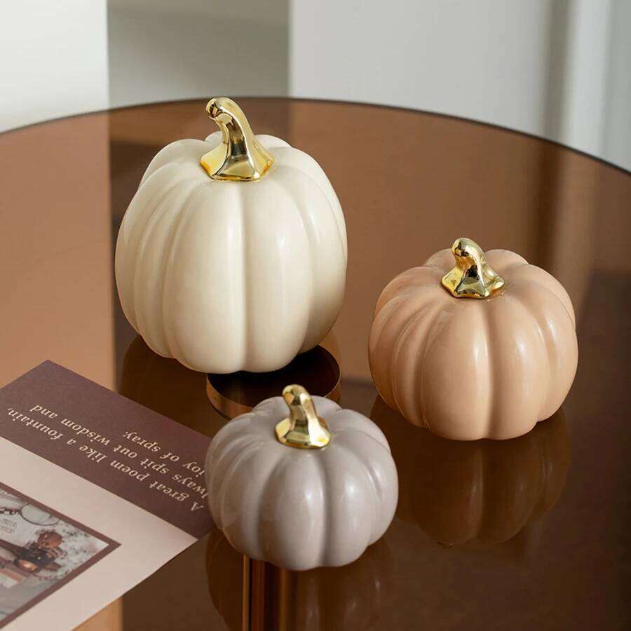 Luxury Nordic Style Ceramic Lovely Funny Vegetable Pumpkin Home Ornament Figurines Arts Crafts Desk Decor Statues Sculpture Prop