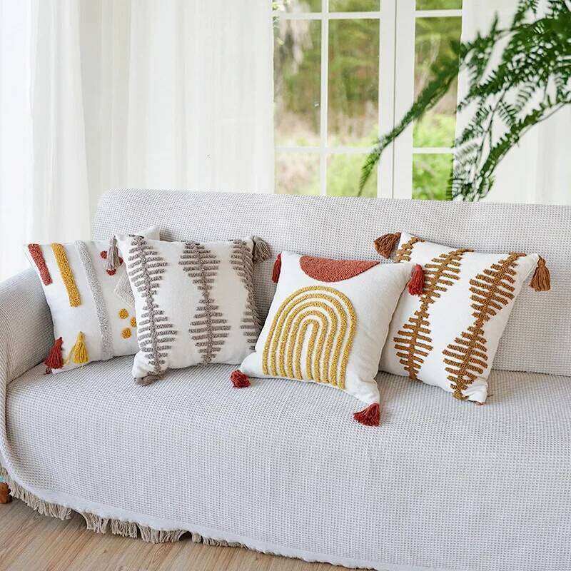 1Pc 45X45 Modern Geometric Diamond Throw Plush 3D Embroidery Bohemian Cushion Cover Decorative Sofa Pillow Case