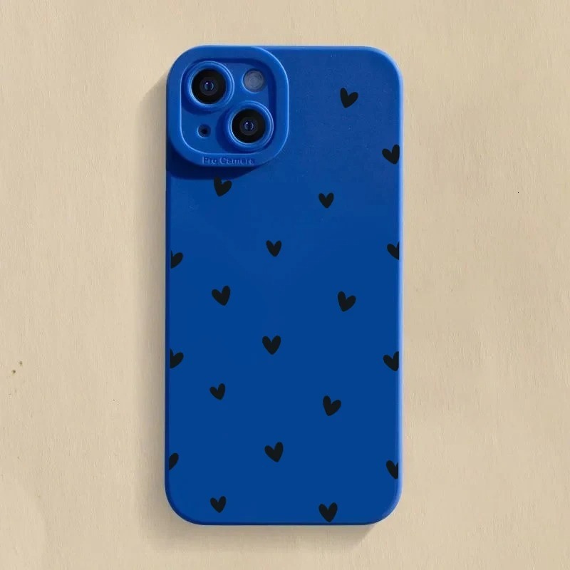 Black Small Heart Compatible with iPhone 16 Case 15 Pro Max Apple 14 Shockproof 13 Trendy Brand 12 Full Coverage 17