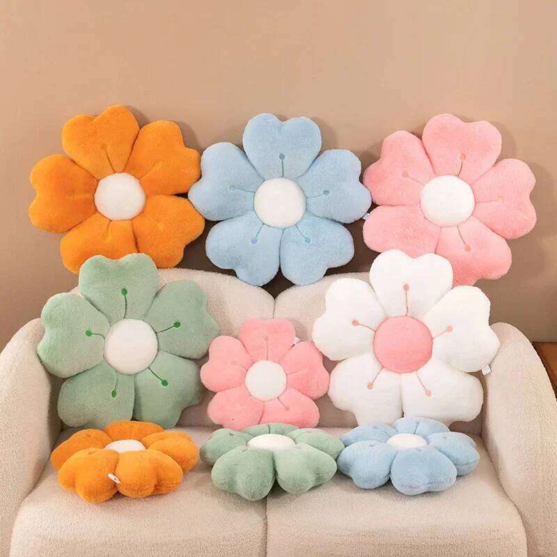 Plush Pillow Comfortable Daisy Flower Shaped - Cute Decorative Pad for Bed and Sofa, Soft Polyester Fabric