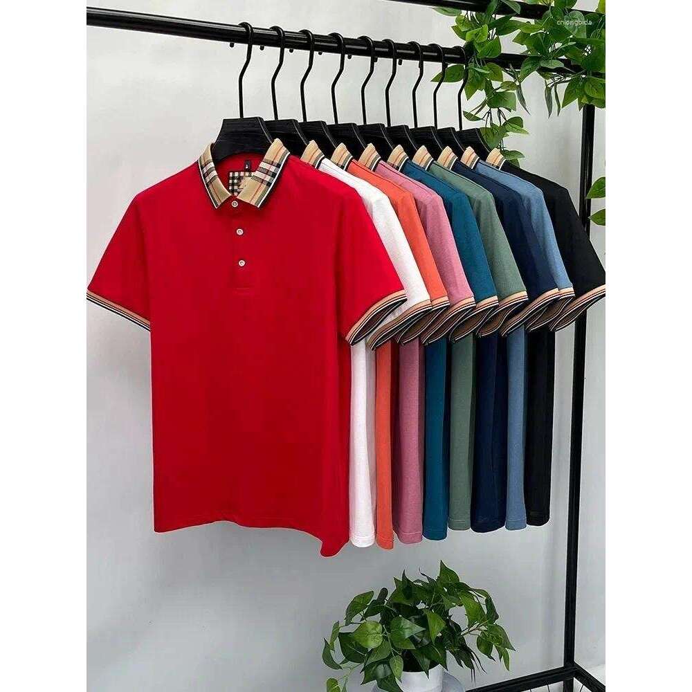 Men's Polos Luxury Brand Polo Shirt Short Sleeve Men Fashionable Simple Solid Color Summer Mercerized Cotton Breathable Casual Lapel T