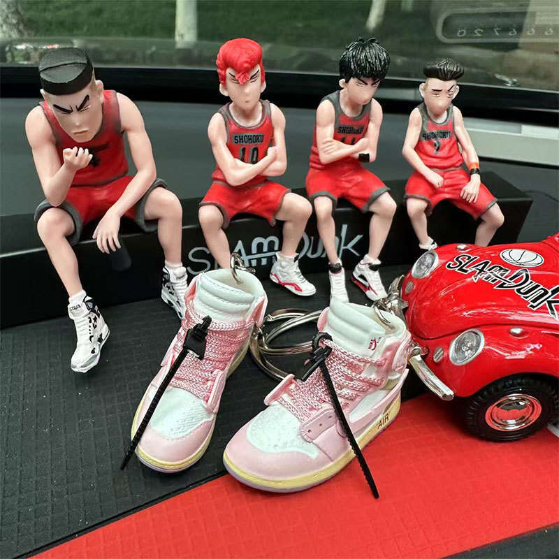 OW Collaboration Keychain AJ Jordan Basketball Pendant Trendy Toy Series Shoe Mold Ornament Key Ring Small Accessories