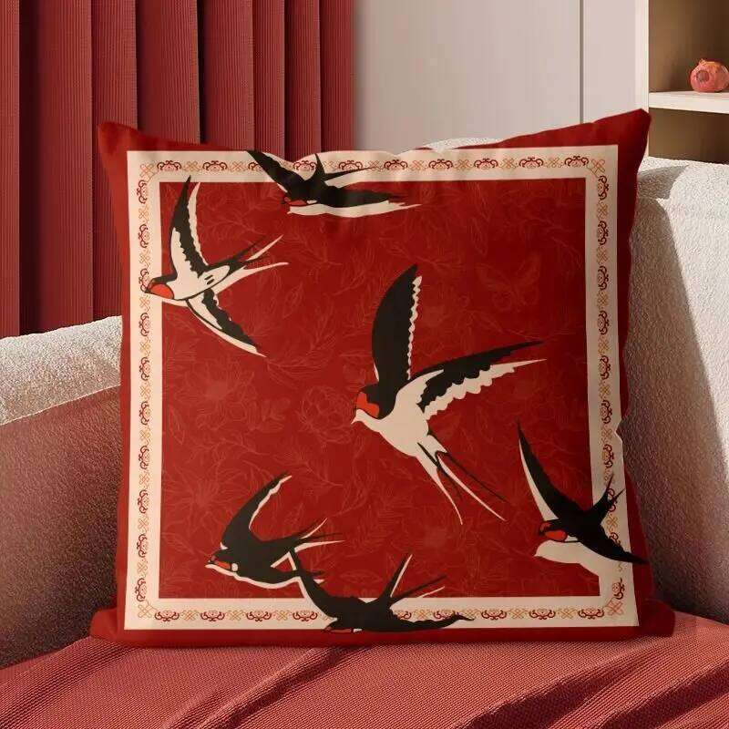 Home decoration Chinese flower and bird pattern cushion suitable for wedding seats, pillows, bed backrests, waist pads, bedrooms, cars, sofas, Pillow 