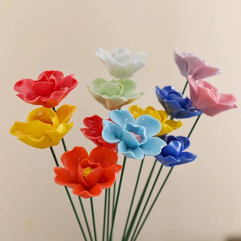 5X luxury Artificial luxury Valentine's Day Ceramic Handmade Fake Flower Creative Art Floral Home Party designer Wedding Garden Decor Valentine&#