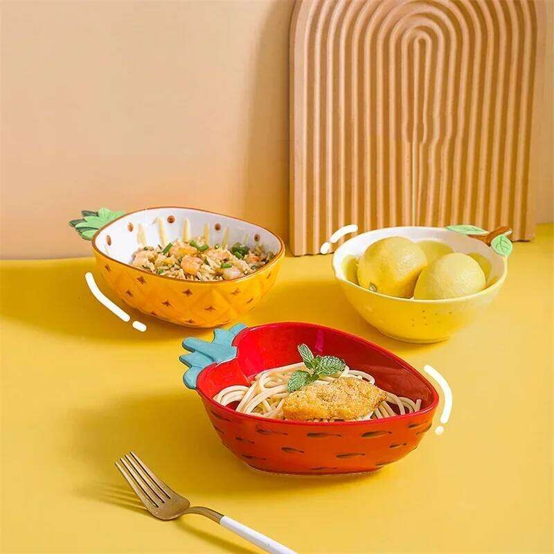 Kitchenware Dining Room Household Tableware Creative Hand-painted Modeling Cute Ceramic Bowl Salad Plate Fruit Decor Outdoor Living Room Daily Use