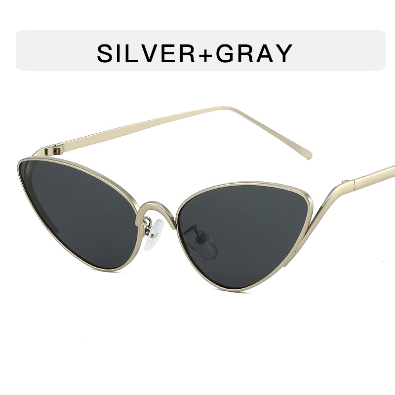Small frame cat eye metal hot girl sunglasses, ins personality, simple and elegant glasses, European and American trend, vintage sunglasses for women