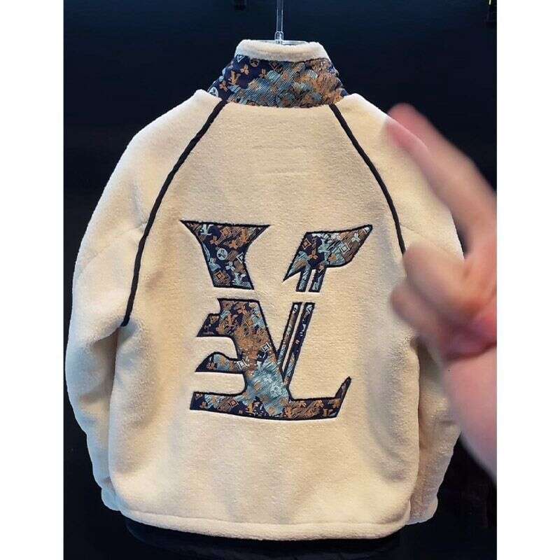 Design Sense Light Luxury Men's Winter Fleece Youth Trend Niche Stand Collar Long Sleeve Jacket Versatile Korean Version Loose Fit