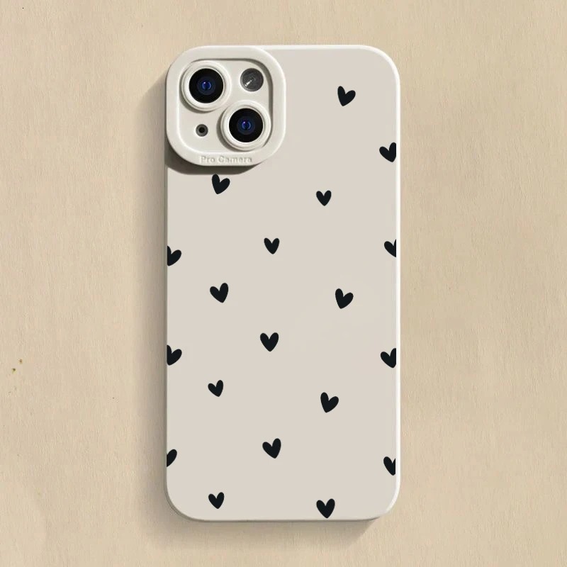 Black Small Heart Compatible with iPhone 16 Case 15 Pro Max Apple 14 Shockproof 13 Trendy Brand 12 Full Coverage 17
