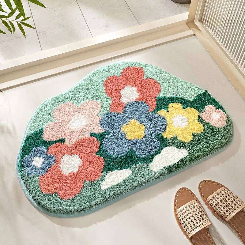 Floor floor flower absorbent household toilet bathroom door bedroom carpet mat