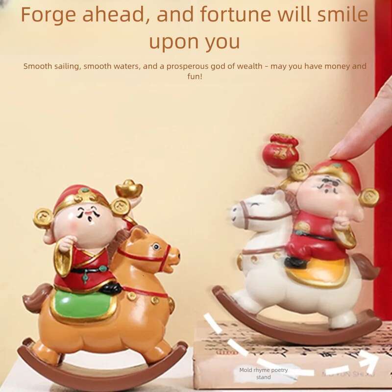 2026 of the Horse Wealth on Horseback God Figurine Cute Chinese Lucky Decor New Year Mascot Good Fortune Gift ornament