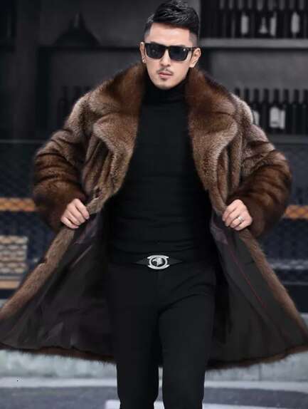 New winter and autumn style thick long men's clothing imitation fur leather coat for men H260117