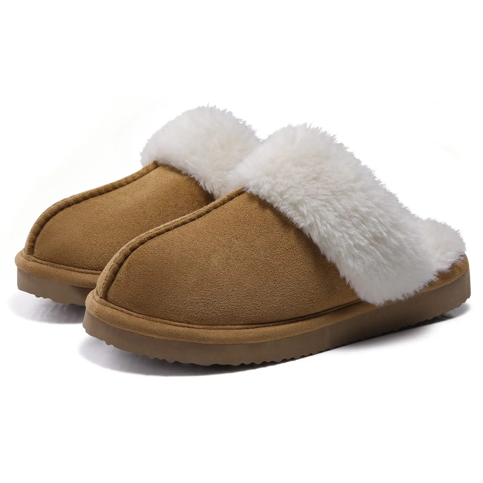 Shevalues Winter Fur Slippers For Women Fluffy Fuzzy House Slippers Memory Foam Plush Slippers Indoor Non-slip Cotton Slippers 260113
