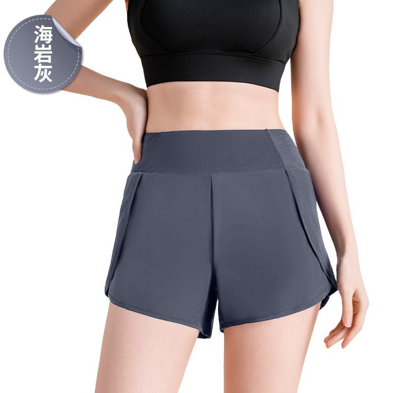 Women's Layered Style Quick-Dry Shorts with Side Pockets, Anti-Chafing & Anti-Exposure for Running, Cycling, Fitness & Yoga