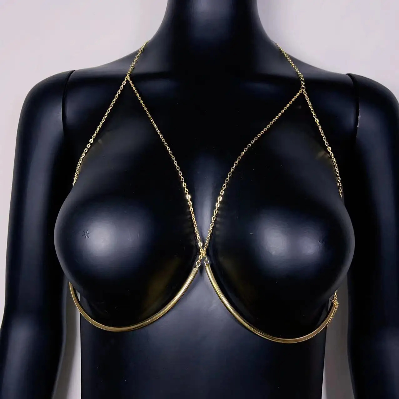 Sexy Bikini Metal Chest Bracket Body Jewelry Bra Chain For Women Rave Body Lingerie Dress Accessories Top Banquet Breast Support 260109