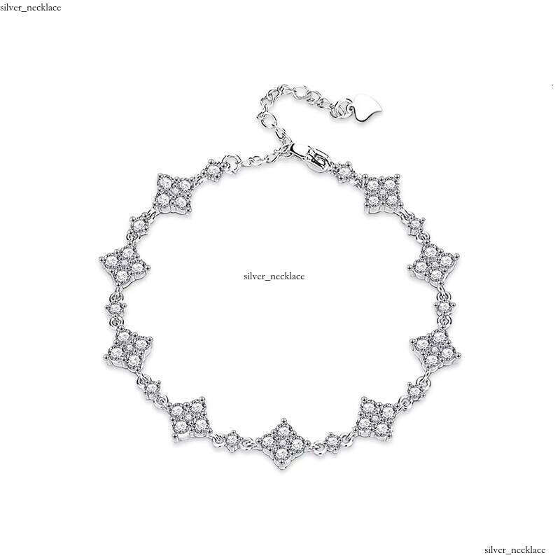 VVS Moissanite Adodo Factory Women's S925 Sterling Silver Bracelet with Adjustable Silicone Stone and Four-Leaf Clover Elegant Bangle Jewelry