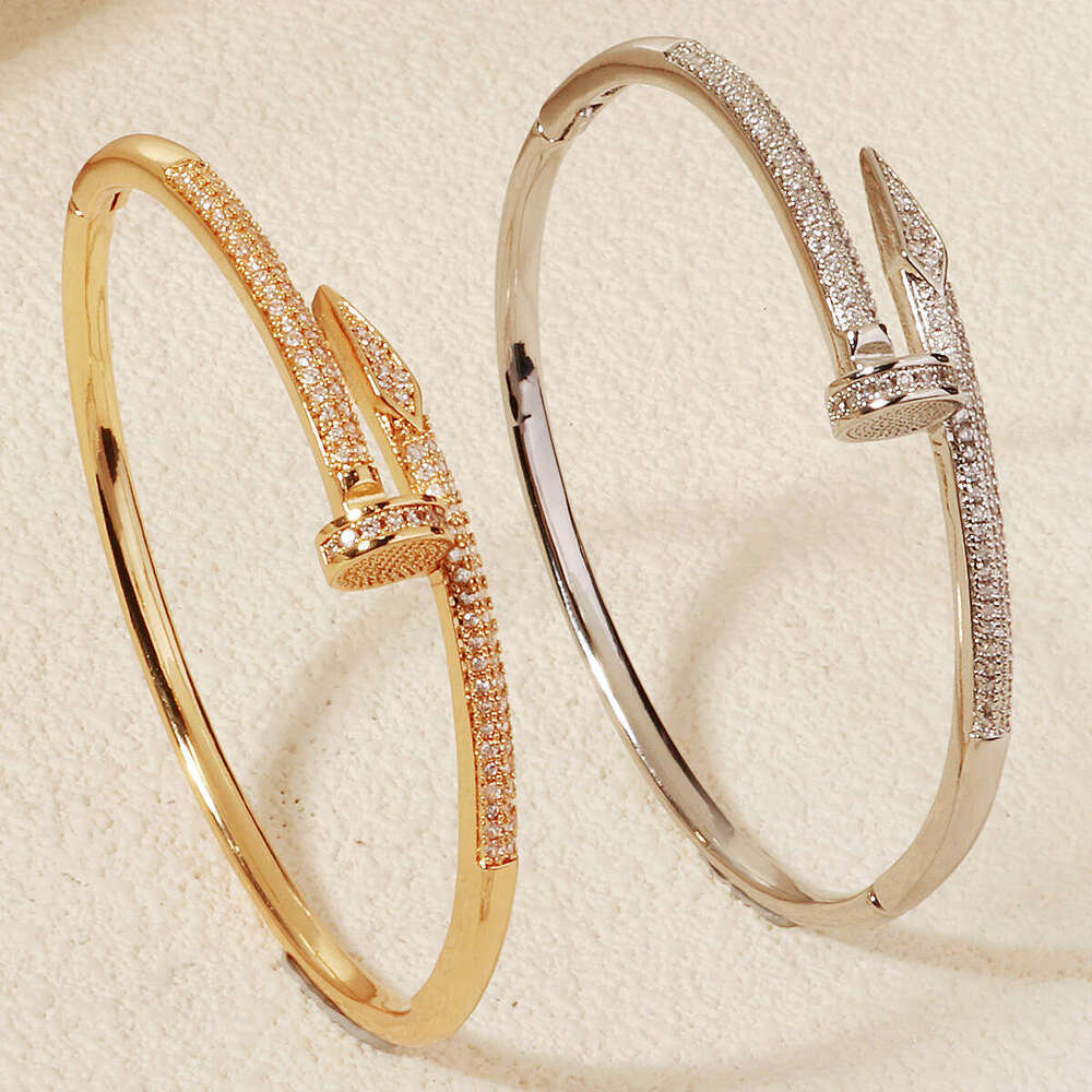 New Copper Inlaid Zircon Daily Jewelry Versatile Open High-End Light Luxury Stud Bracelet