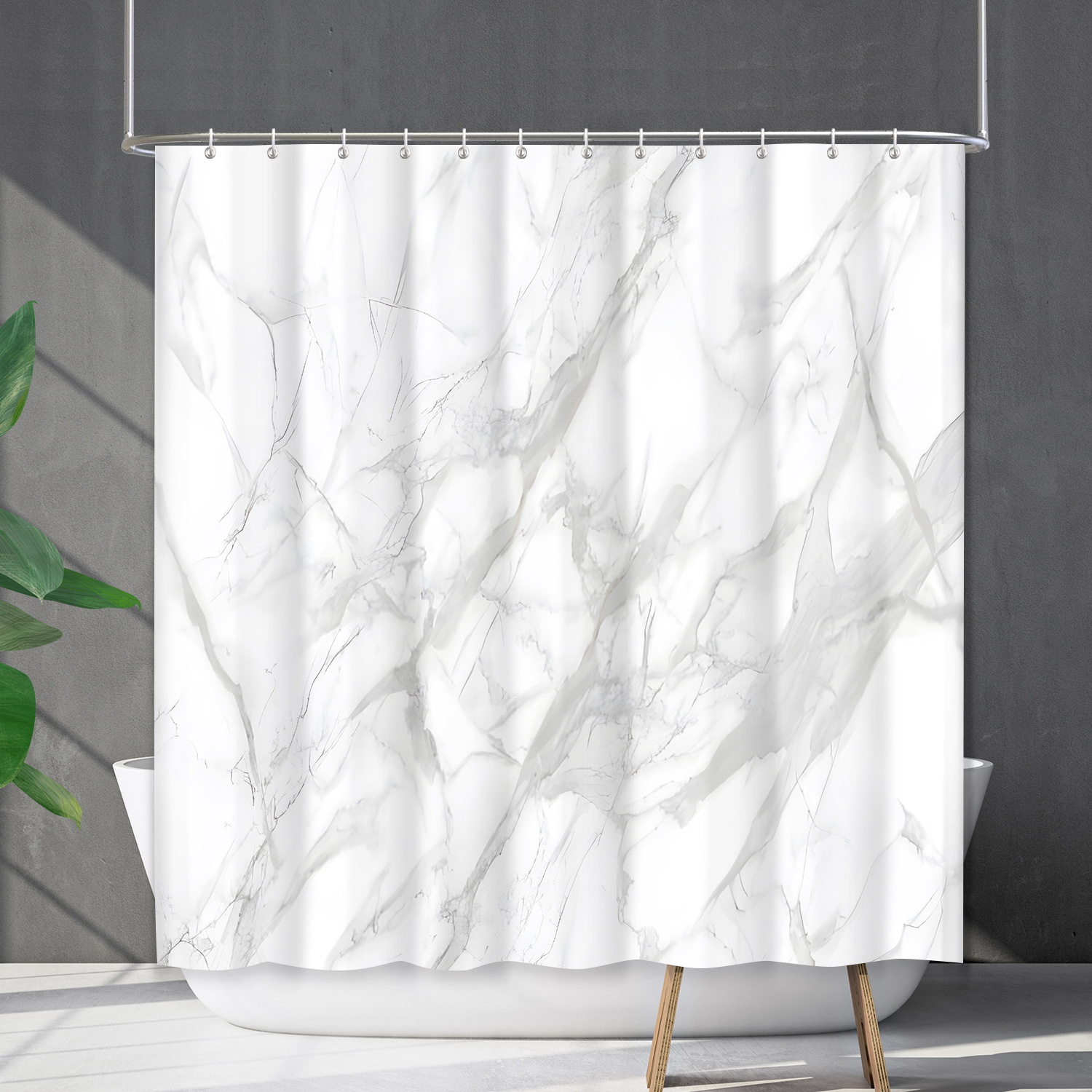 YL-38179 Waterproof Shower Curtain Cover, Abstract Farmhouse Marble Curtain, Shower Cover, No Drill Required