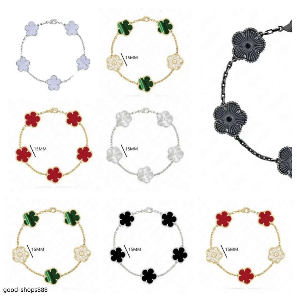 Brick inlay clover charm bracelets fine jewelry mother of pearl white black red lady moissanite bracelet designer for women popular Y8