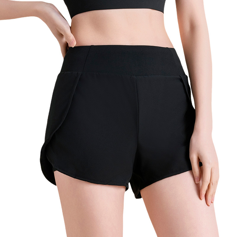 Women's Layered Style Quick-Dry Shorts with Side Pockets, Anti-Chafing & Anti-Exposure for Running, Cycling, Fitness & Yoga