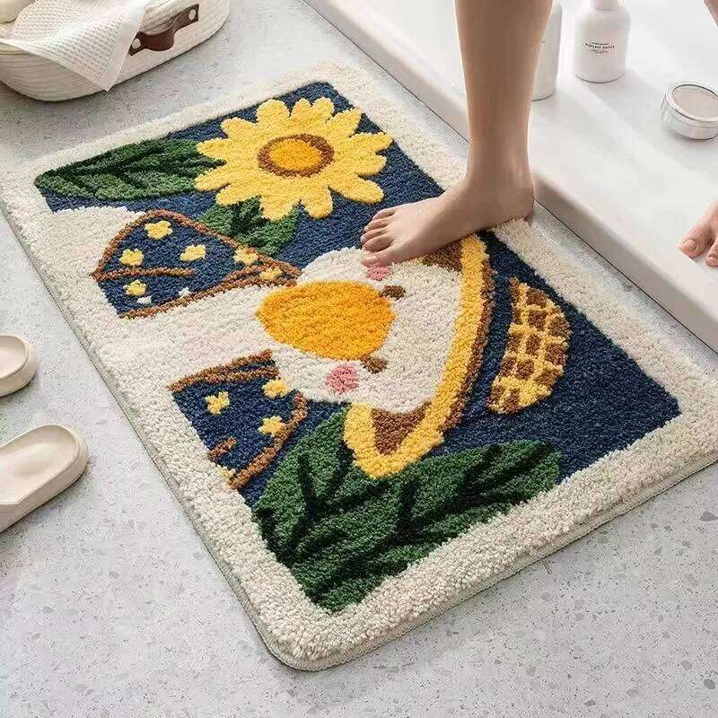 Imitation cashmere carpet, absorbent door anti slip foot bathroom mat, bedroom carpet floor mat