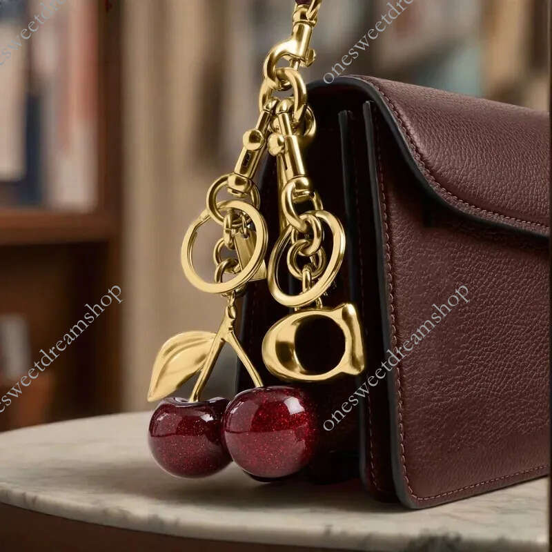 c o a c h Keychain Cherry Keychain accessories bag cherry chain designer keychain jewelry handbags women's exquisite charm keyring