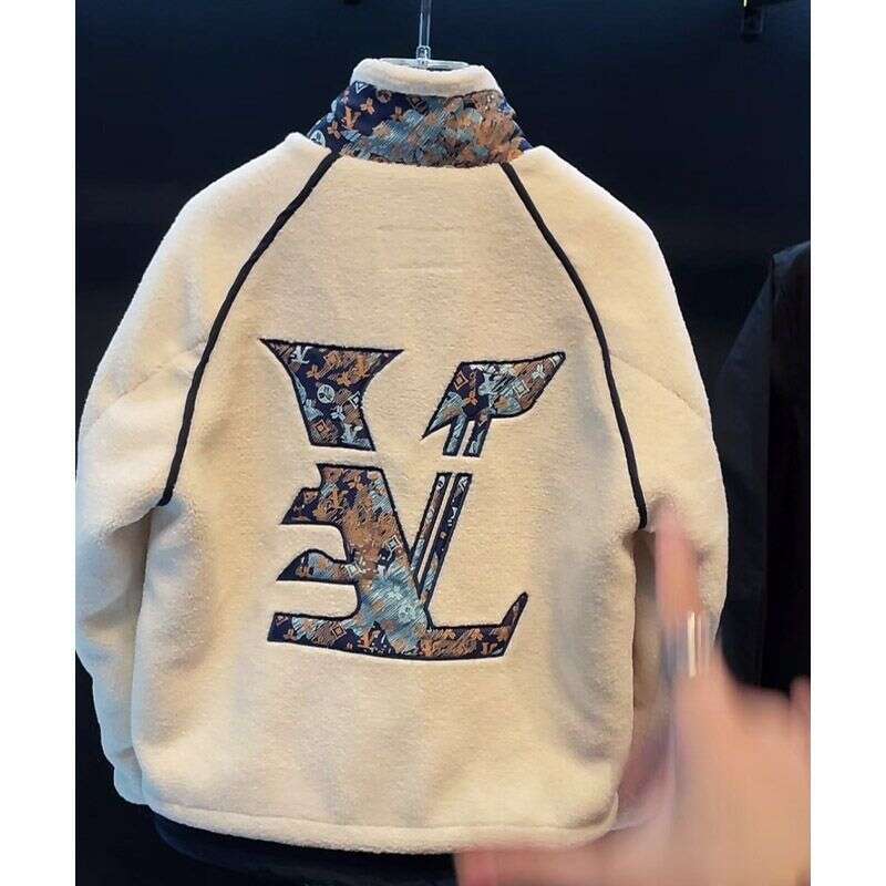 Design Sense Light Luxury Men's Winter Fleece Youth Trend Niche Stand Collar Long Sleeve Jacket Versatile Korean Version Loose Fit