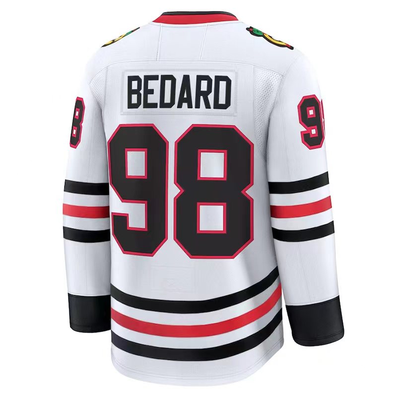 98 ConnorS Bedard Chicago Hockey Jerseys BlackhawksS Jersey Blackhawkes BlackhawksJersey 55 Artyom Levshunov Frank Nazar Spencer Knight Stadium Series
