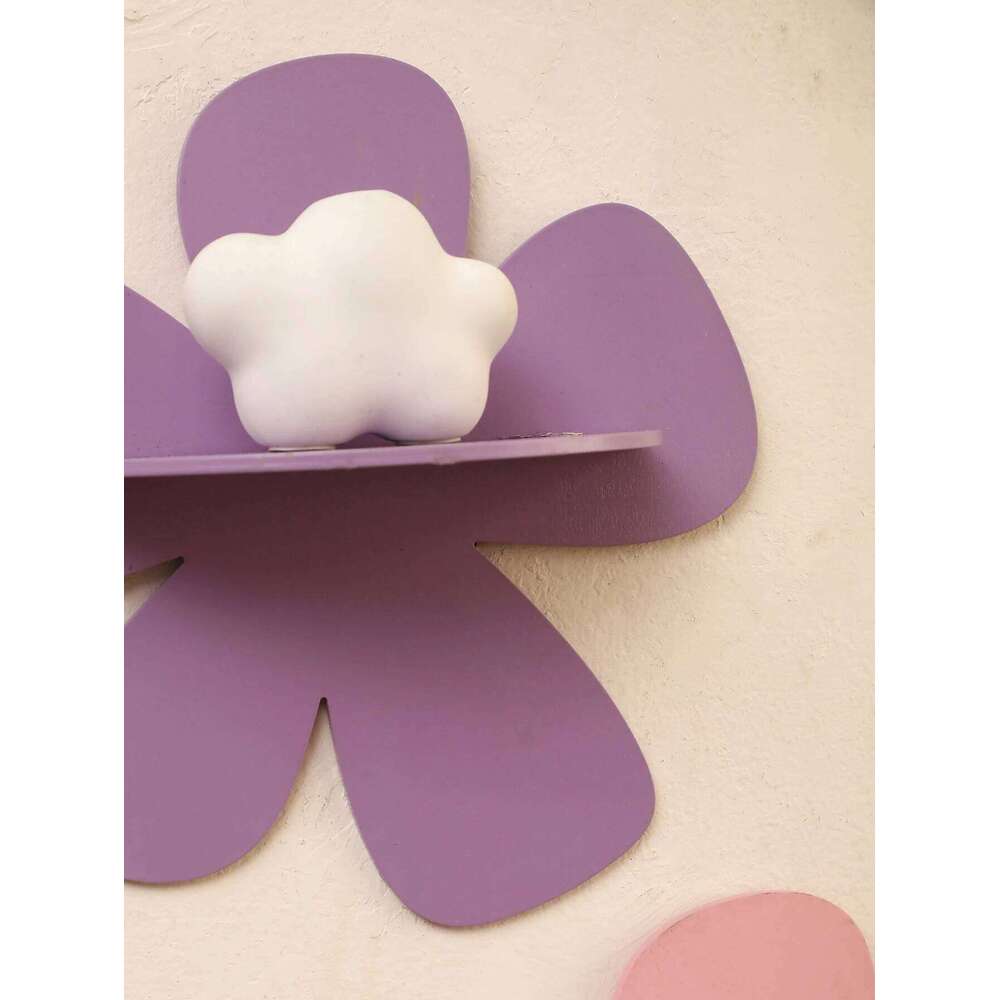 1pc Cute Flower Wooden Candy Colorful Floating Shelves Ledge Floral Art Wall Hanging Shelf Girls' Bedroom Decoration