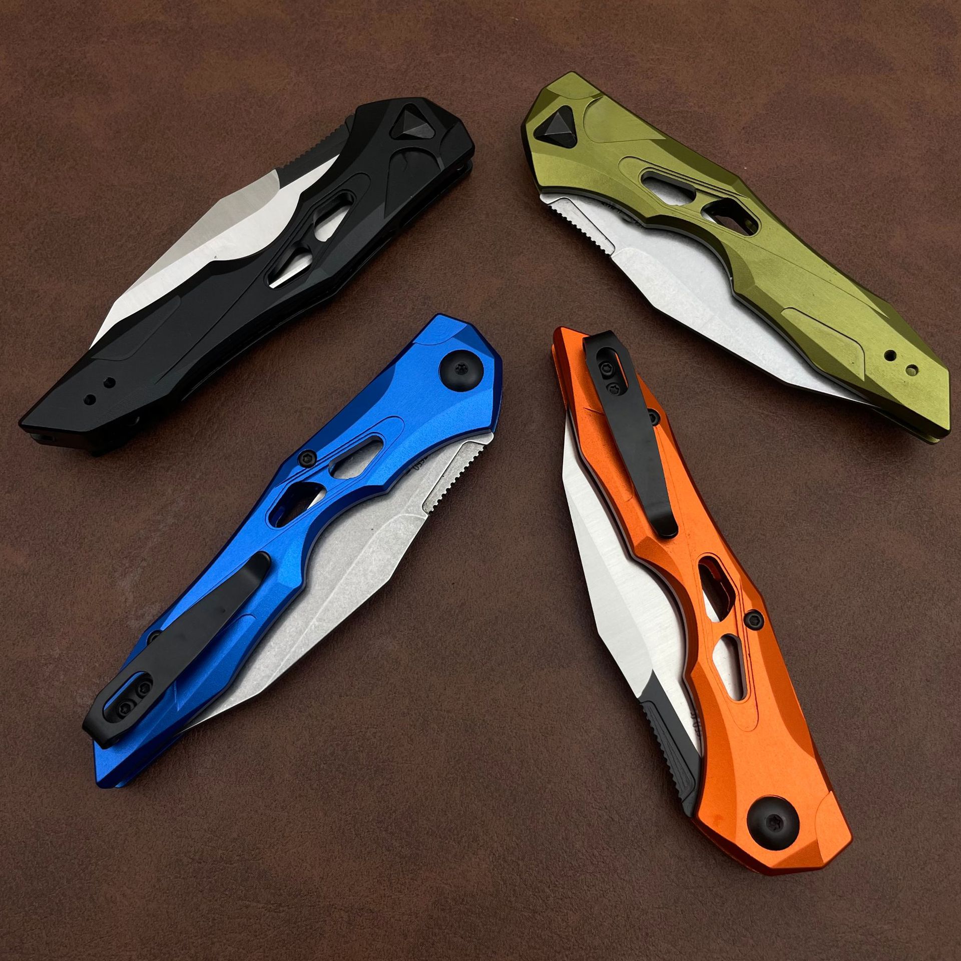 4Models 7650 couteau Launch 13 Folding Knife/Knives 3.5 pocket knife Two-Tone fixed blade knife CPM-154 Blade, Anodized Aluminum Handles