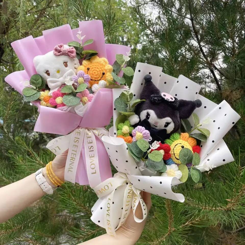 designer Cartoon luxury My Melody Kuromi Cinnamoroll Kt Cat Plush Doll Creative Flower Bouquet Valentine Christmas Graduation Birthday Gift ddmysept d - view 4