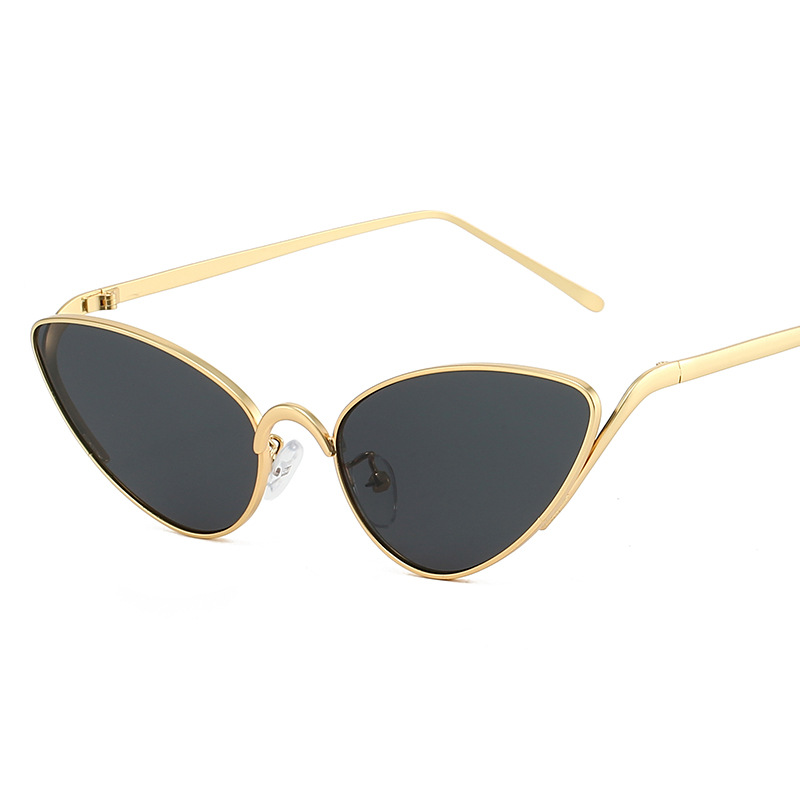 Small frame cat eye metal hot girl sunglasses, ins personality, simple and elegant glasses, European and American trend, vintage sunglasses for women