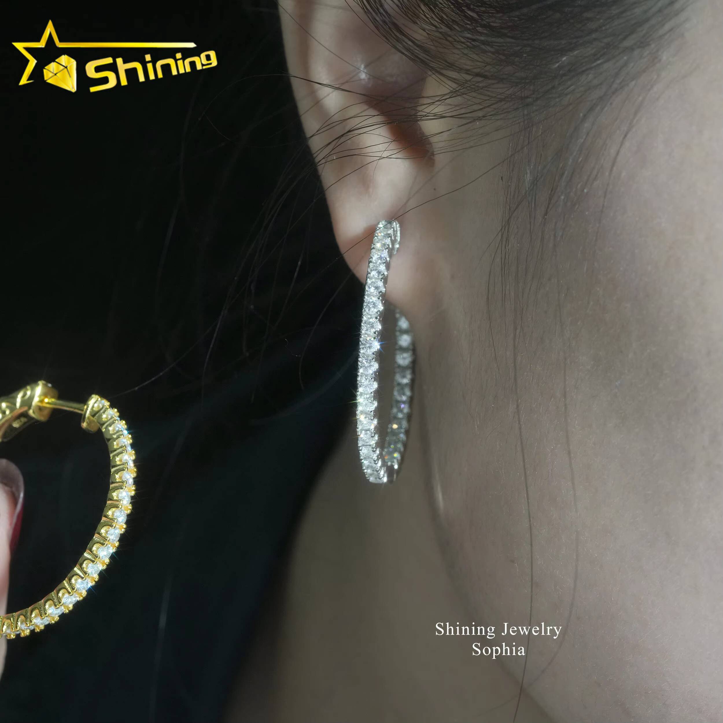 Factory Price Big Hoop Iced Out Moissanite S925 Earring for Women Diamond Earrings Vvs Moissanite Earrings