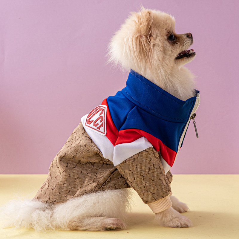Designer Clothes Classic Letter Pattern Dog Apparel Zip Up Pet Jacket with Soft Liner Puppy Coats Pets Stylish Streetwear Outfit for Small Dogs L A450