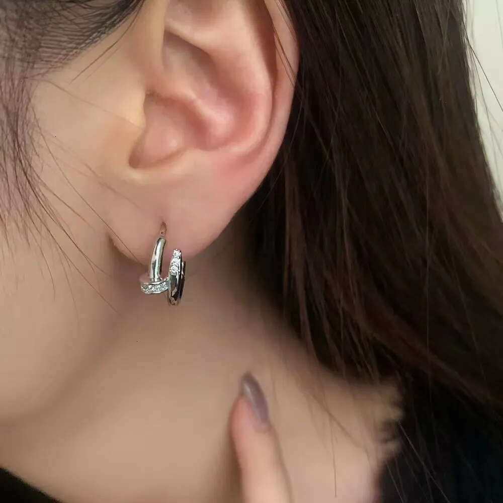 Free Shipping For New Designer Accessories Fashion Simple Micro Inlaid Round Rose Gold Hot-selling Nail Shape American Style Women's Earrings