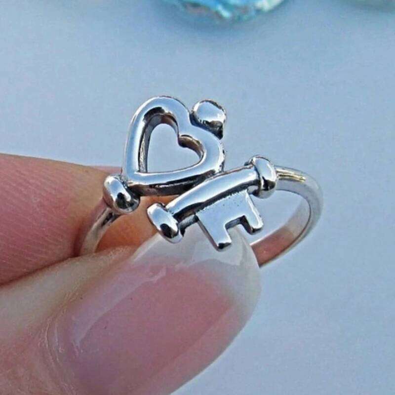 Retro Elegant Bohemian Heart-Shaped Promise Ring Women's Romantic Suitable For Valentine's Day Casual Wear Mother's Day,Gift