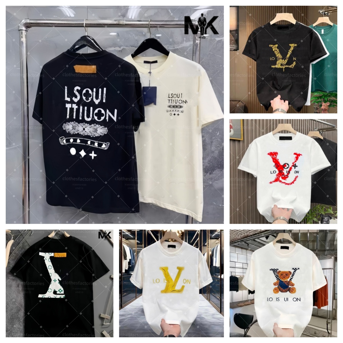 lvs tshirt Summer t-shirt High-quality clothing brand designer men casual t-shirt printing fashion letters short sleeve round neck men fashion t-shirt American sizes