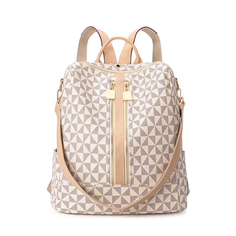 Lacel Urwebin fashionable classic printed backpack large capacity retro anti-theft backpack versatile casual travel bag