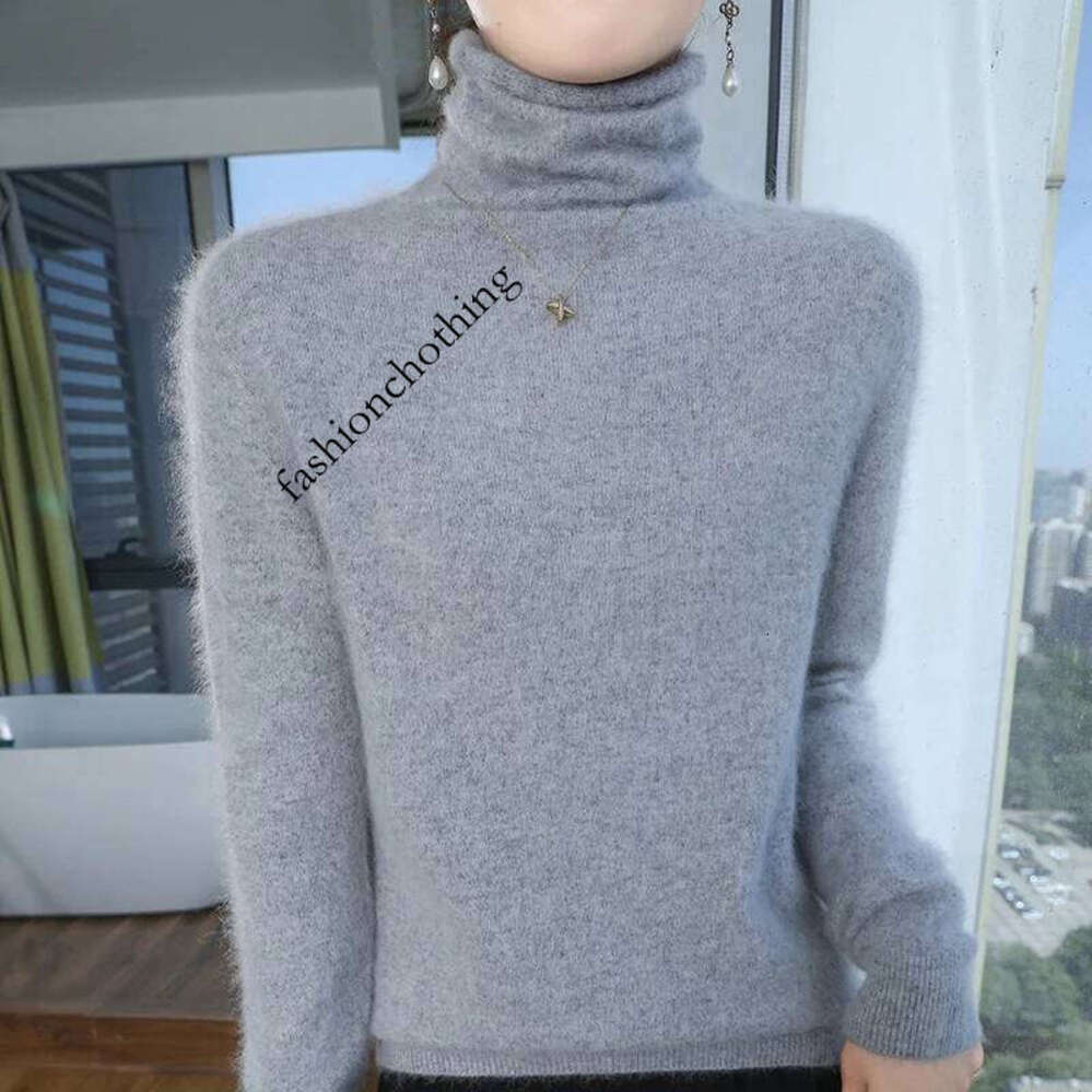 Zhehan Thickened 100% Pure Mink Wool Knitted Cashmere Sweater For Autumn And Winter, Women's Pile Collar Top, Multi-Color Clothing DBR