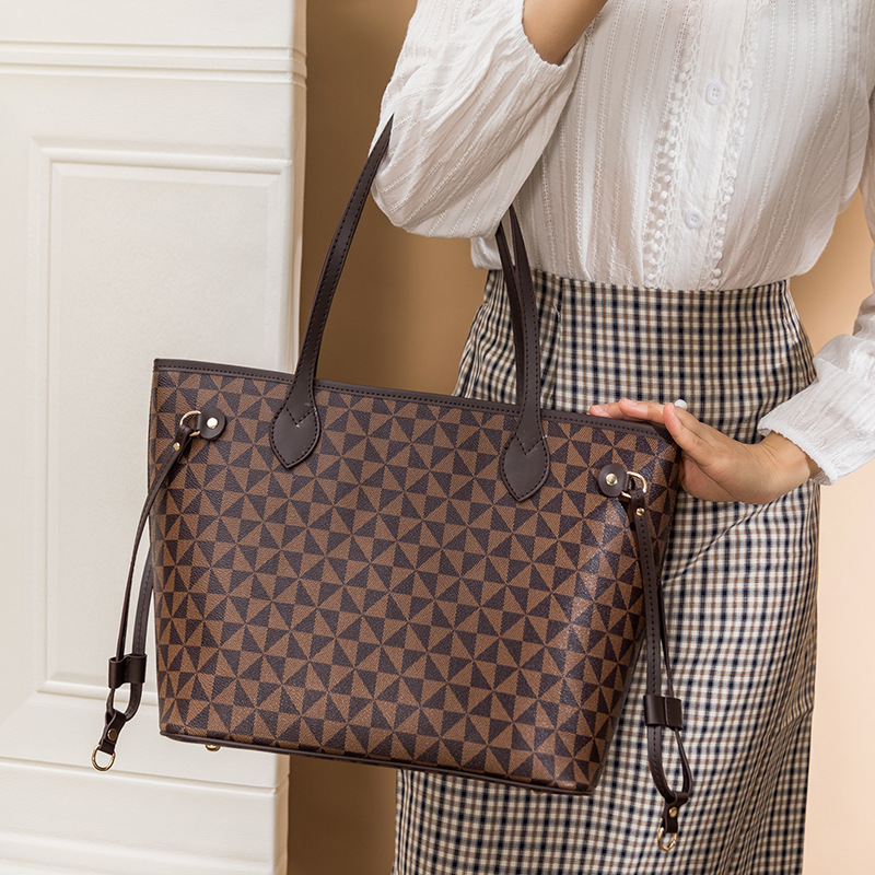 Lacel Urwebin 2026s Fashion New Windmill Pattern Design Large Capacity Tote Bag Elegant and Versatile Premium Texture Two Piece Set Composite Bag Free