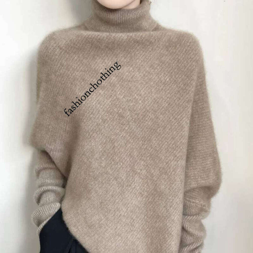 Zhehan 100% Merino Wool Autumn Winter Batwing Sleeves High Neck Pullover Long Sleeve Knitwear Trendy Stylish Warm Women Cashmere Top