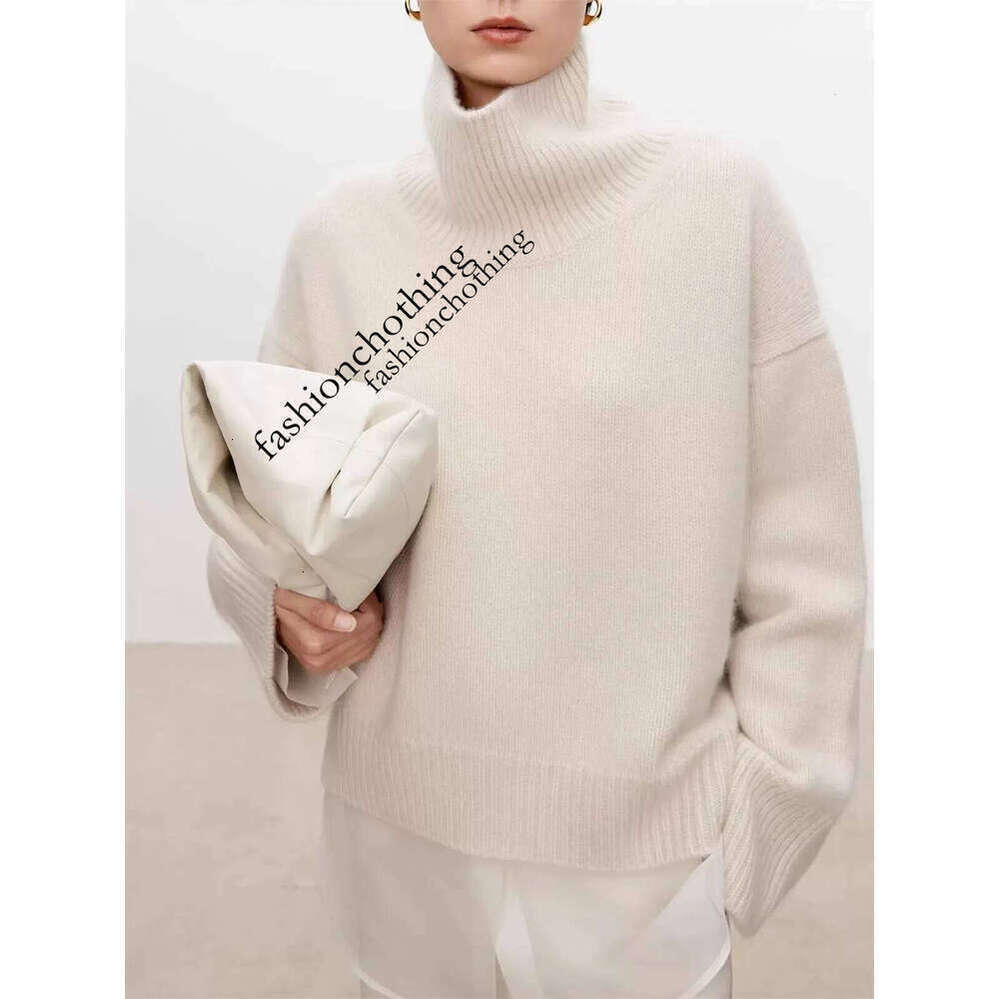 Zhehan Thickened Turtleneck 100% Pure Cashmere Women's Loose Lazy Knit Silhouette Sweater European Products Long Sleeved Outerwear With Base Laye