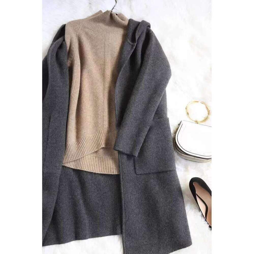 Zhehan Long Sleeved Outerwear With Base Layer European Station Turtleneck 100 Pure Cashmere Women's Autumn And Winter Lazy Loose Thick Knit Sweat